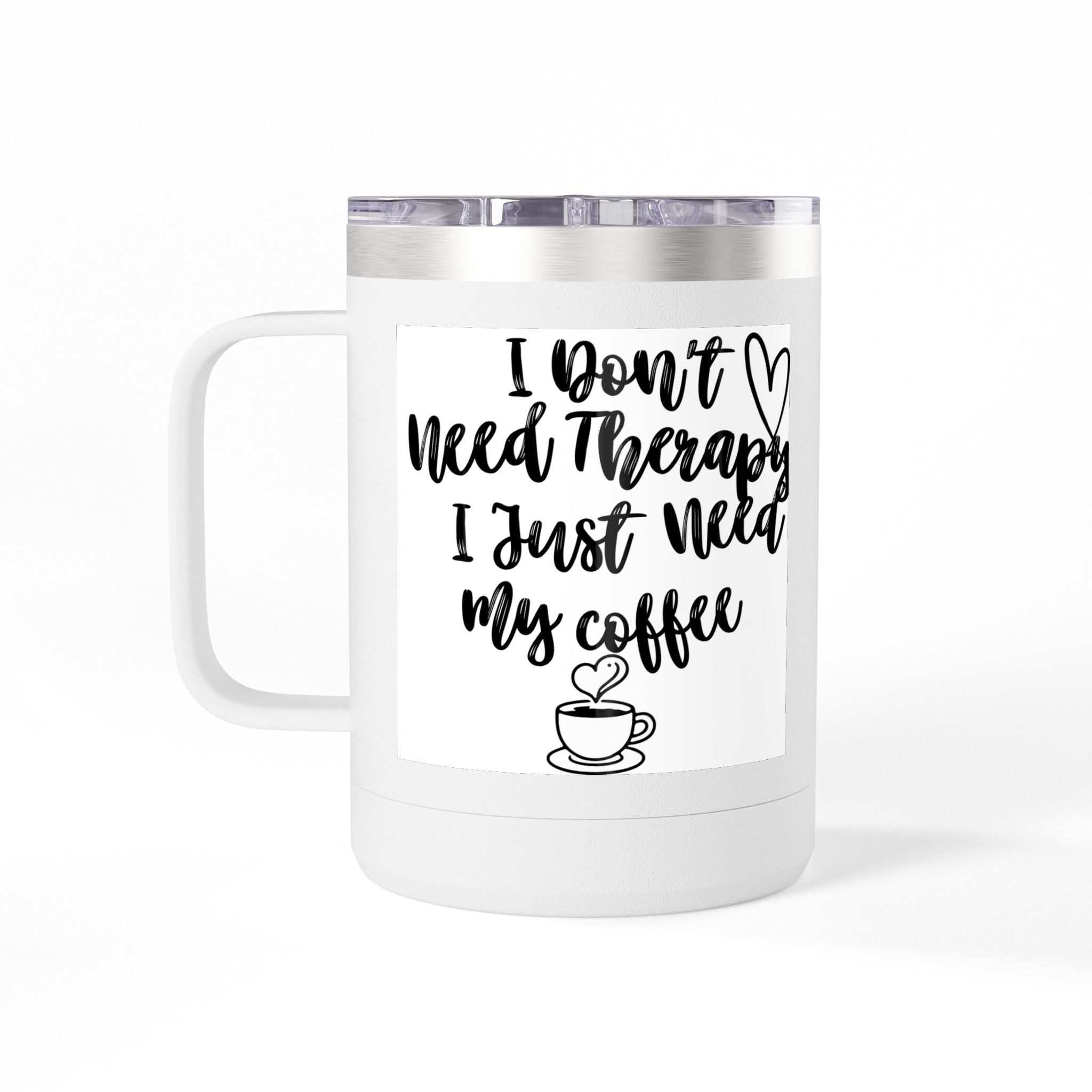 15oz Coffee Tumbler Mug — Handwritten 'Happy' Script Thermal Travel Cup