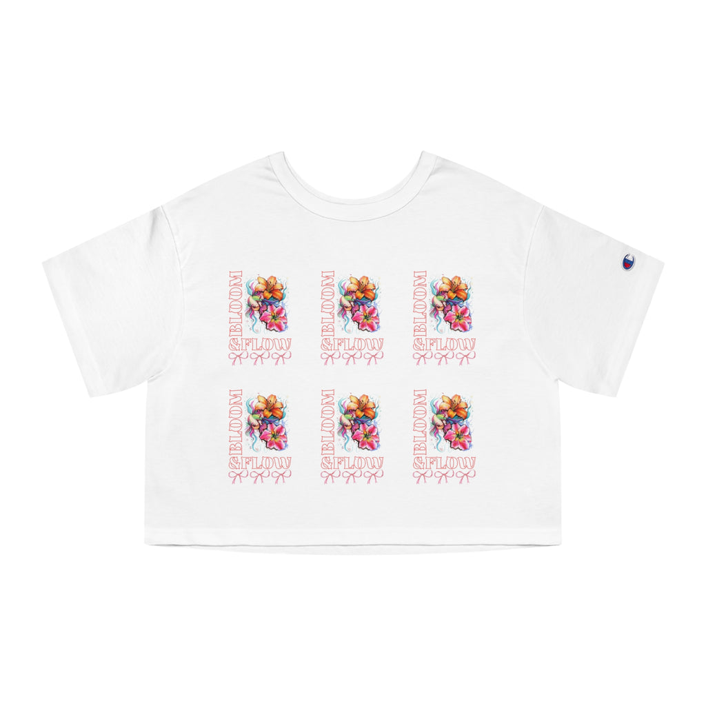 Floral Stamp Grid Cropped Tee