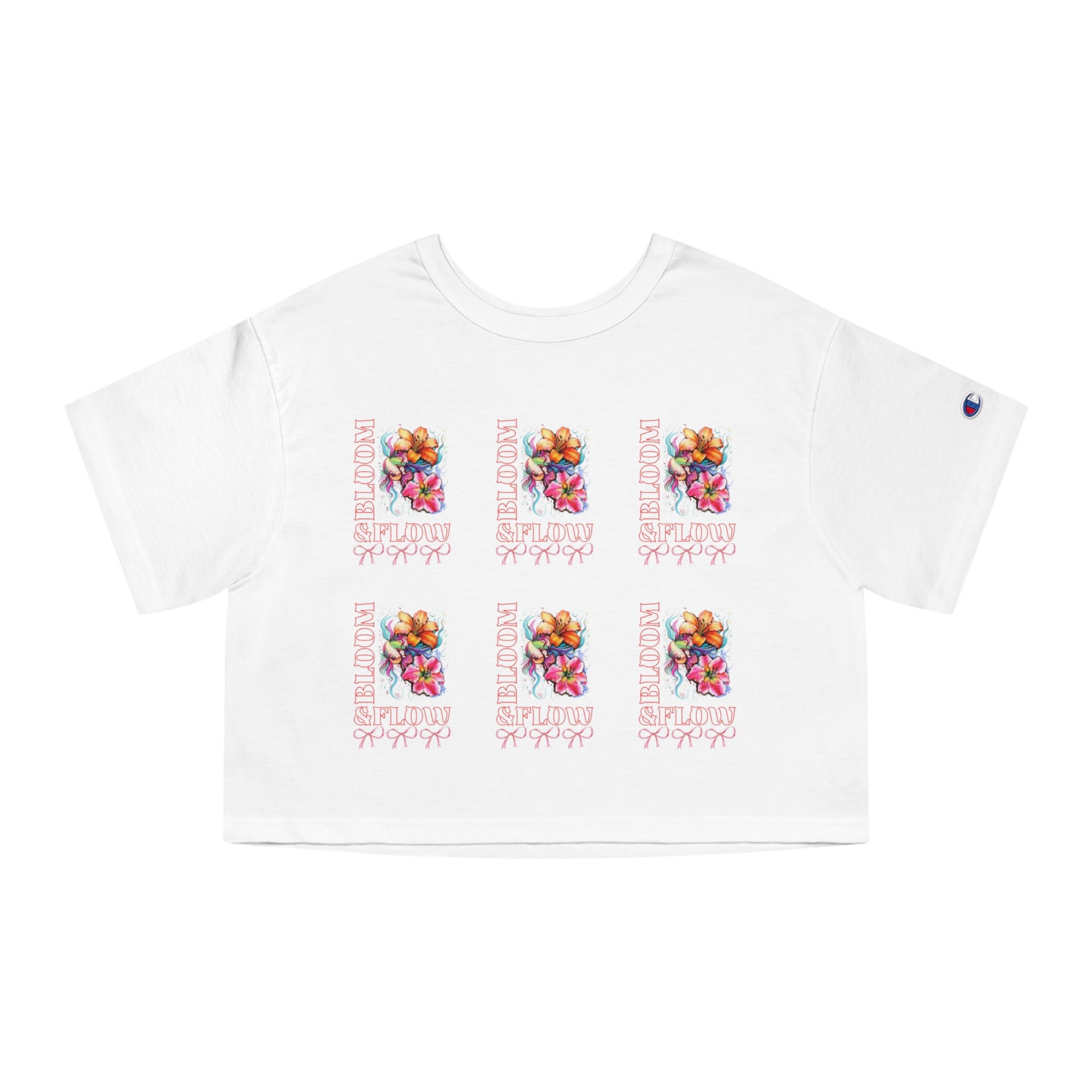 Floral Stamp Grid Cropped Tee