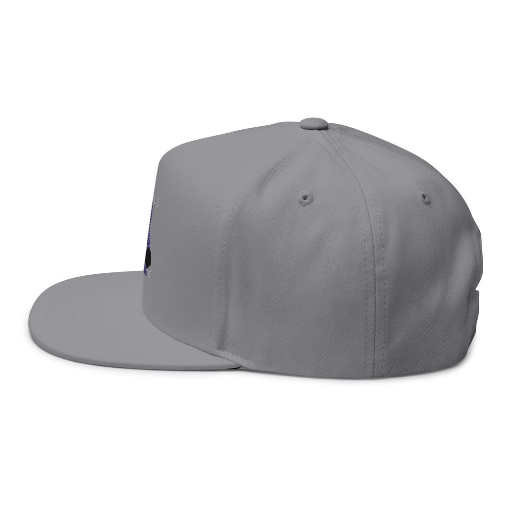 Embroidered Flat Bill Cap — Vintage Blue Silhouette Design