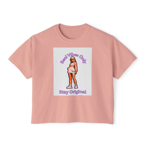Boxy Tee — 'Real Vibes Only, Stay Original' Graphic Cropped T-Shirt