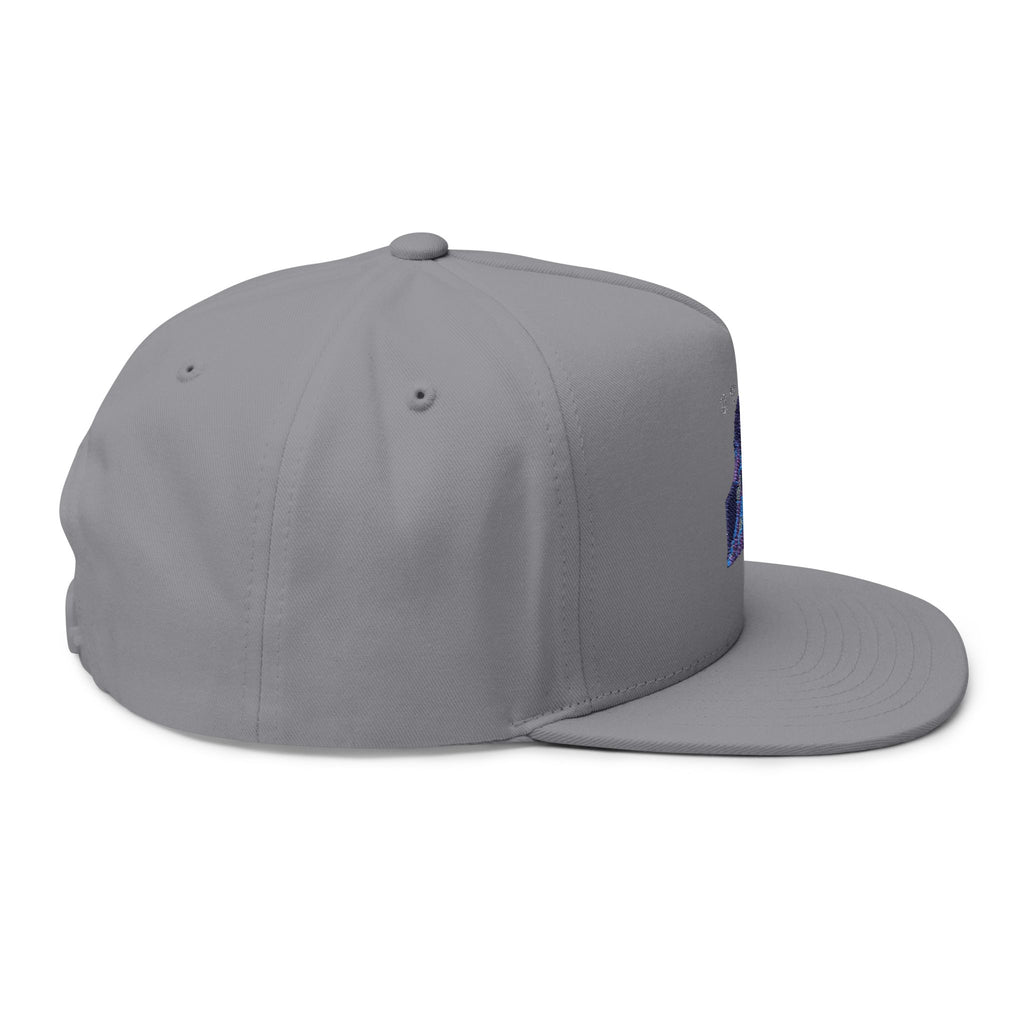 Embroidered Flat Bill Cap — Vintage Blue Silhouette Design