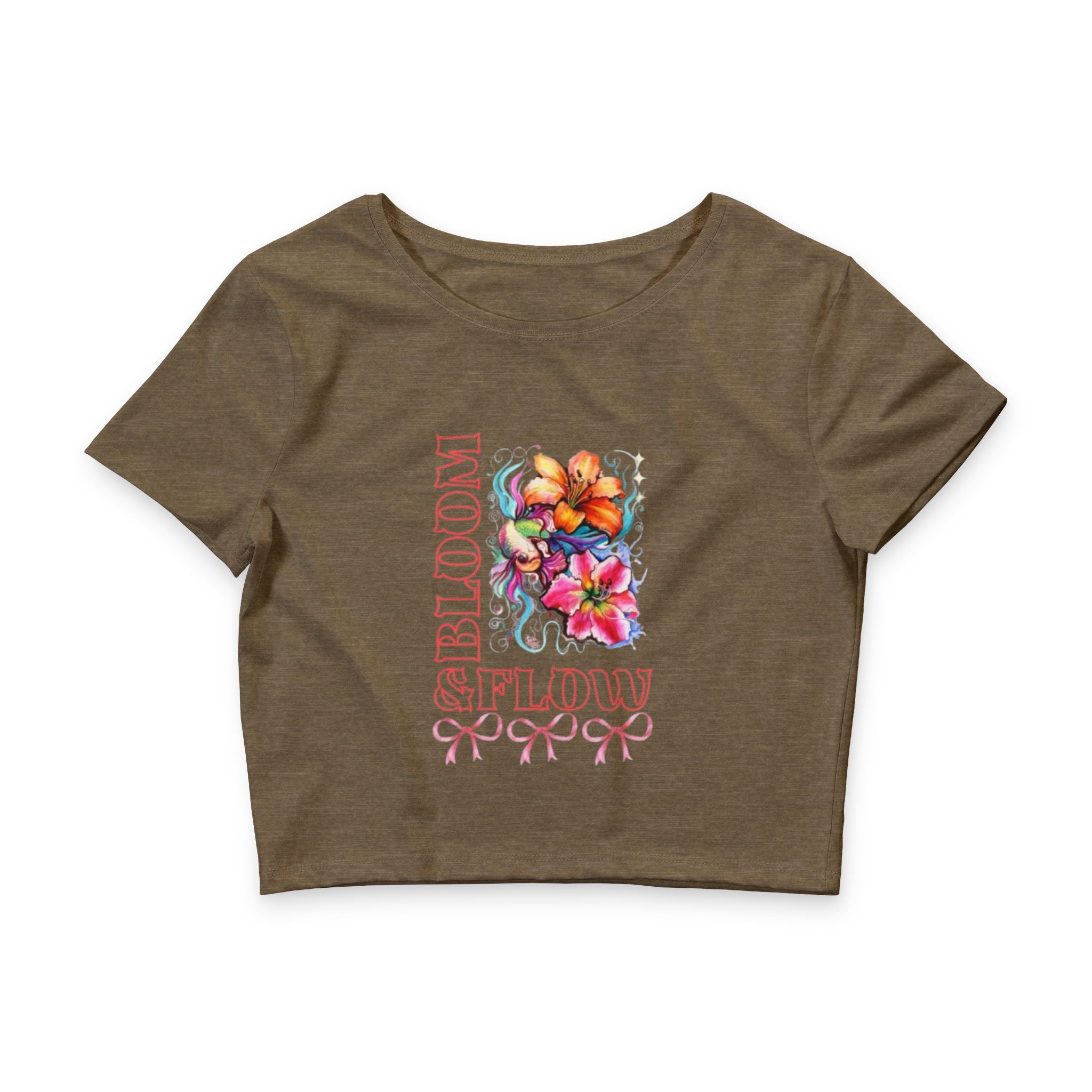 Floral Glow Crop Tee — 'Bloom Slowly' Watercolor Flower Graphic
