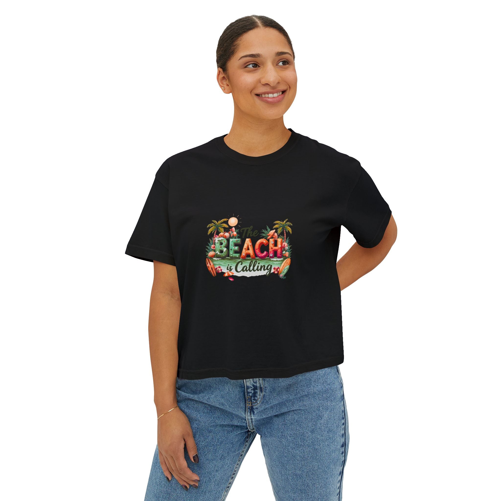 The Beach Is Calling Boxy Tee