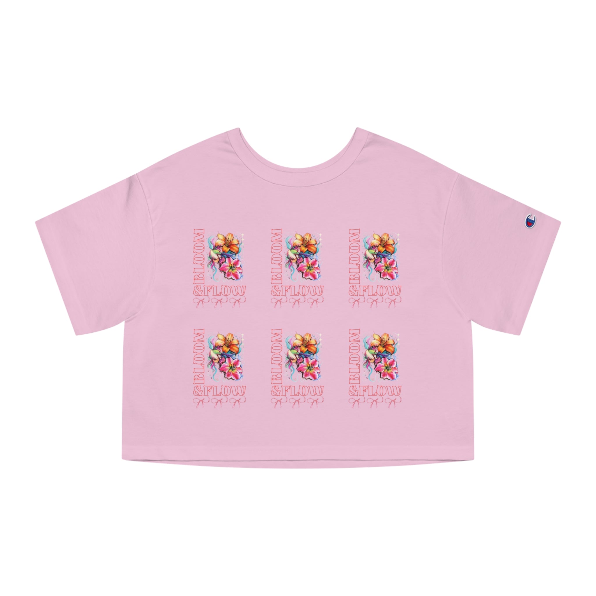 Floral Stamp Grid Cropped Tee