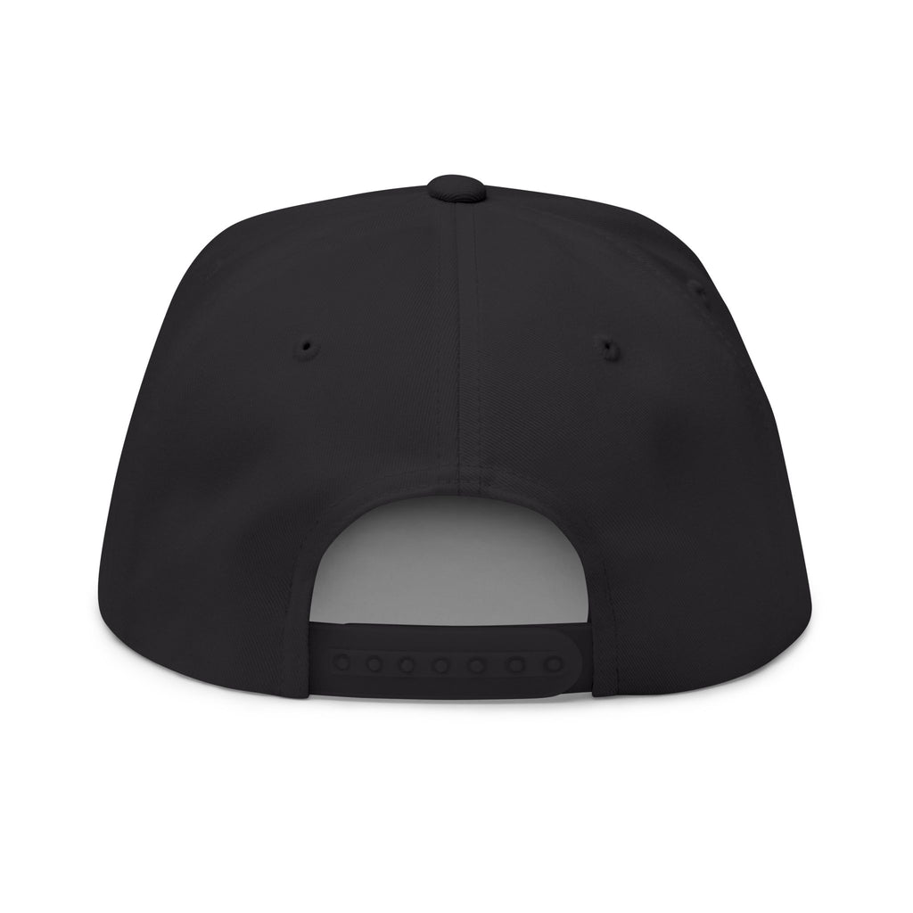 Embroidered Flat Bill Cap — Vintage Blue Silhouette Design
