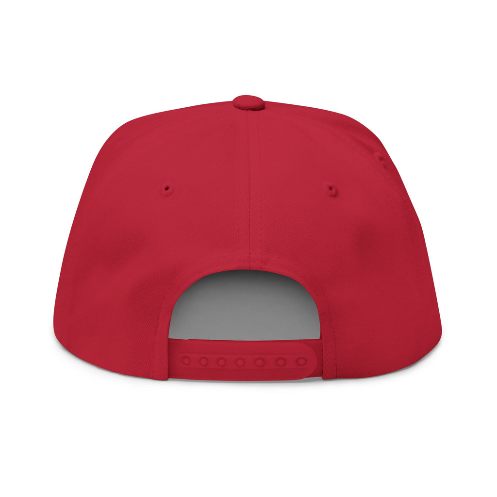 Embroidered Flat Bill Cap — Vintage Blue Silhouette Design