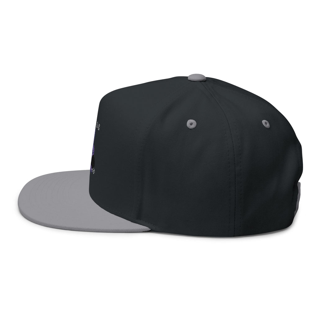 Embroidered Flat Bill Cap — Vintage Blue Silhouette Design