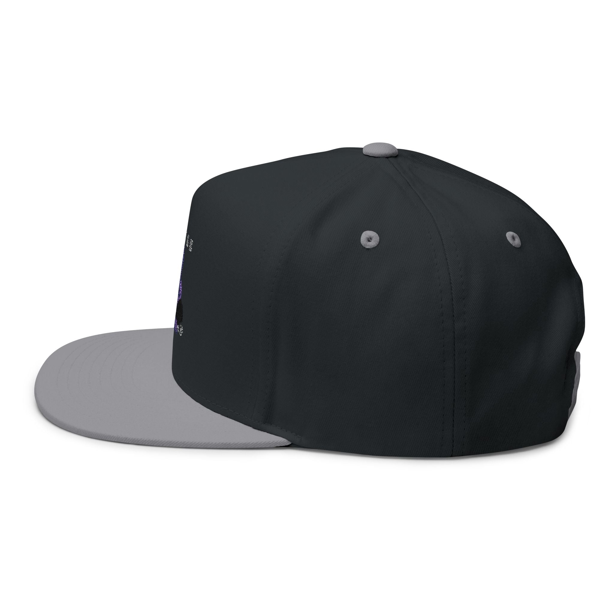 Embroidered Flat Bill Cap — Vintage Blue Silhouette Design