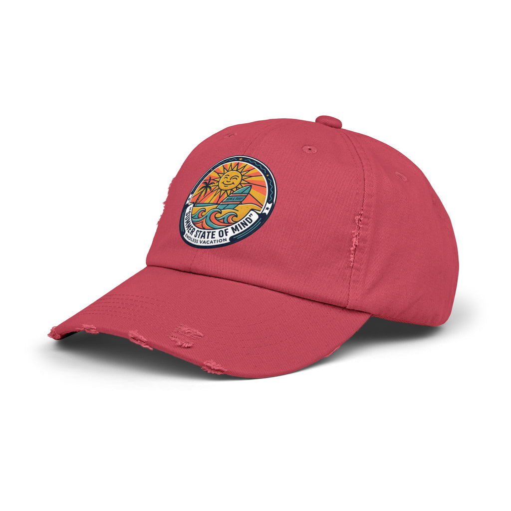 Vintage Surf Sun Patch Cap – "Summer State of Mind" Distressed Baseball Hat