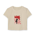 Love Silhouette Women's Baby Tee – Romantic Heart Umbrella Design