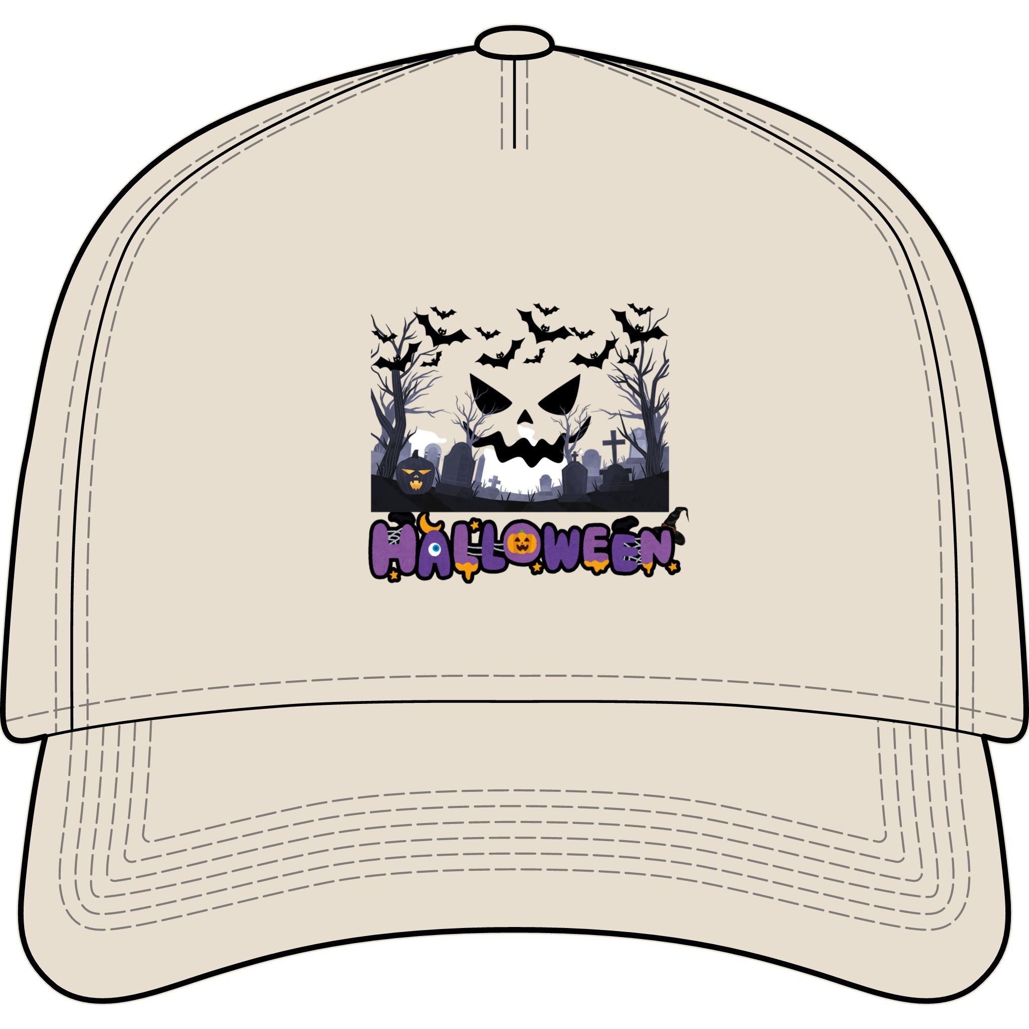 Halloween Pumpkin Skull Cap - Spooky Haunted Night Baseball Hat