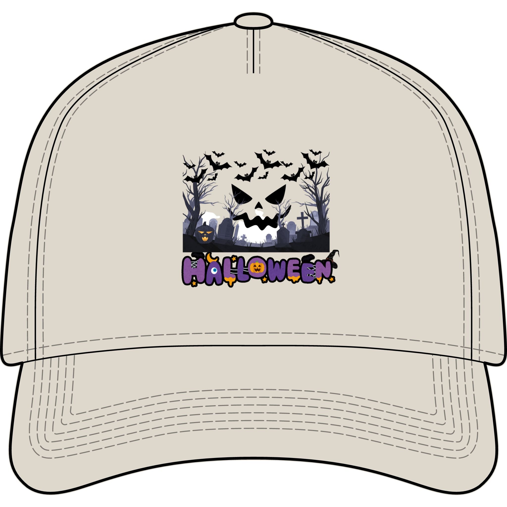Halloween Pumpkin Skull Cap - Spooky Haunted Night Baseball Hat