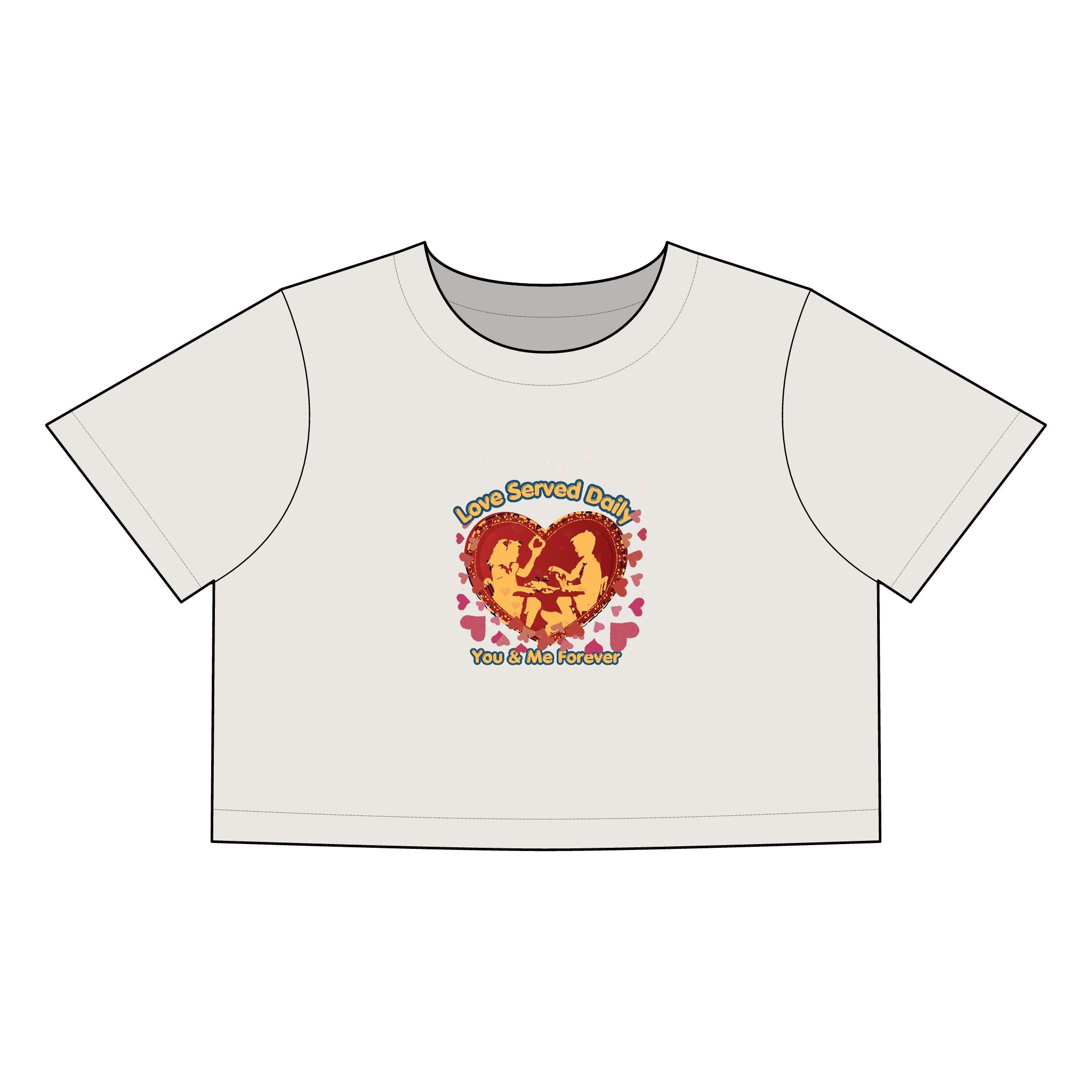 Love Served Sunny Crop Tee — 'Love Served Out? You Gotta Flavor' Graphic
