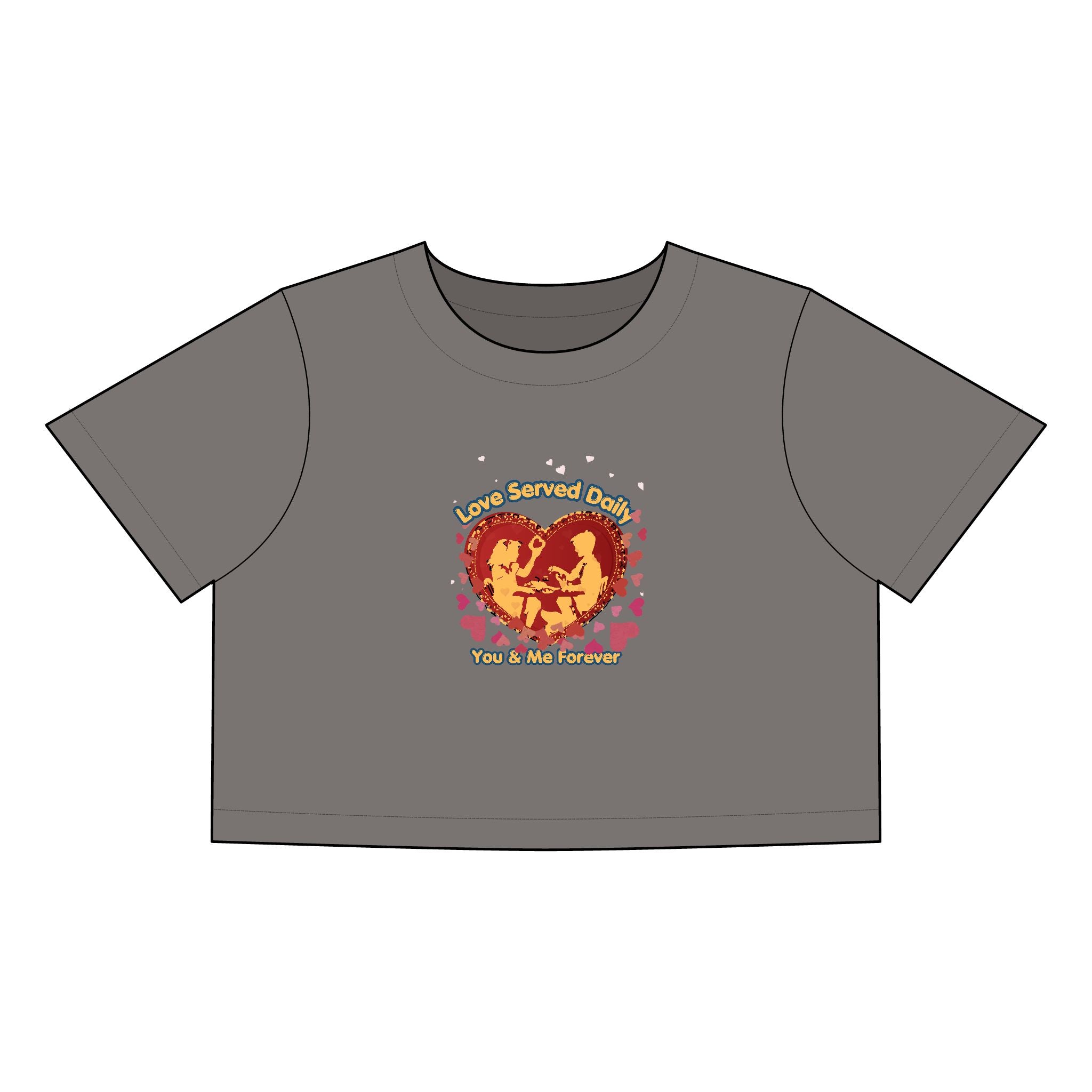 Love Served Sunny Crop Tee — 'Love Served Out? You Gotta Flavor' Graphic