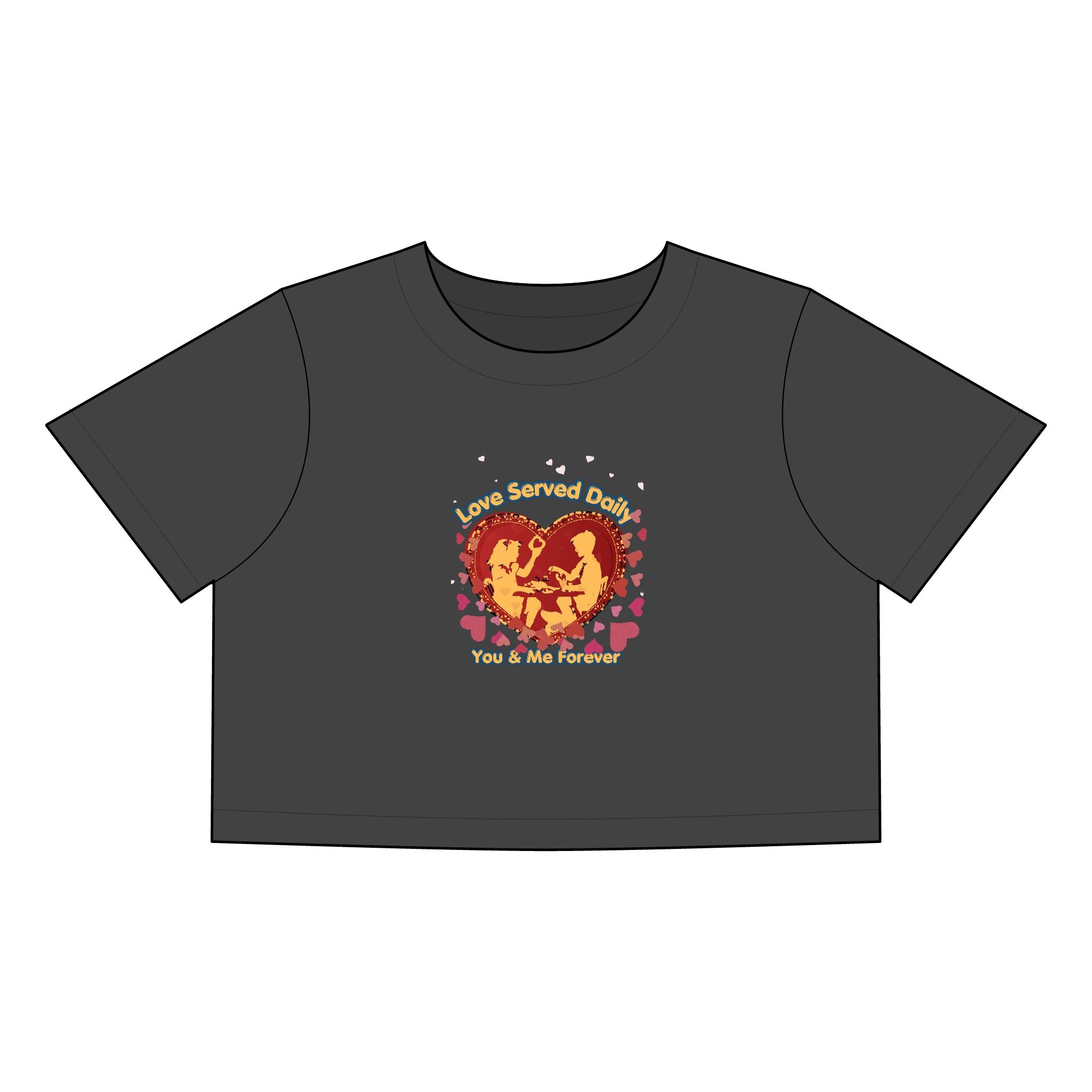 Love Served Sunny Crop Tee — 'Love Served Out? You Gotta Flavor' Graphic