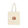 Sleepy Puppy in Blanket Cotton Canvas Tote Bag — Cute Dog Illustration Reusable Shopper