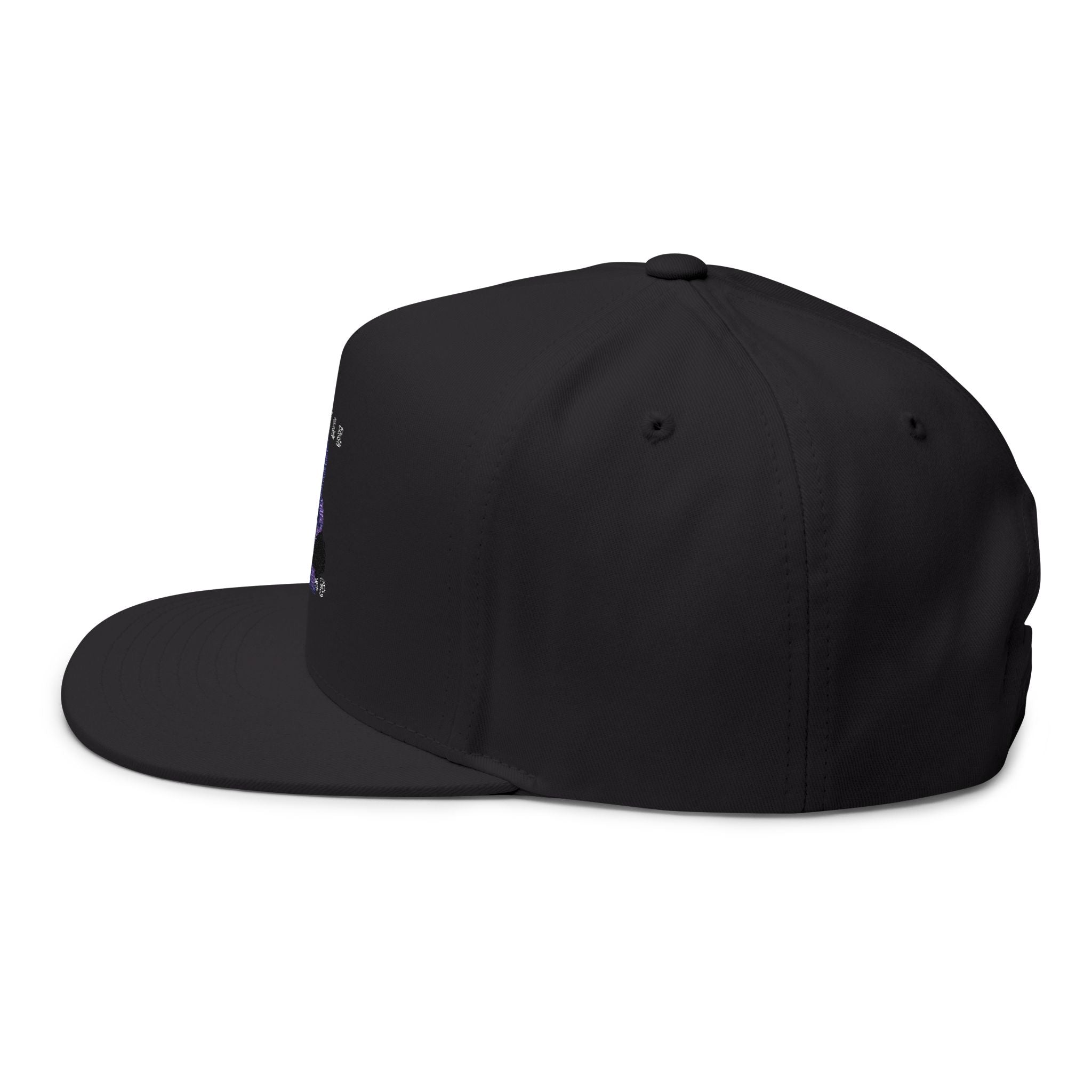 Embroidered Flat Bill Cap — Vintage Blue Silhouette Design