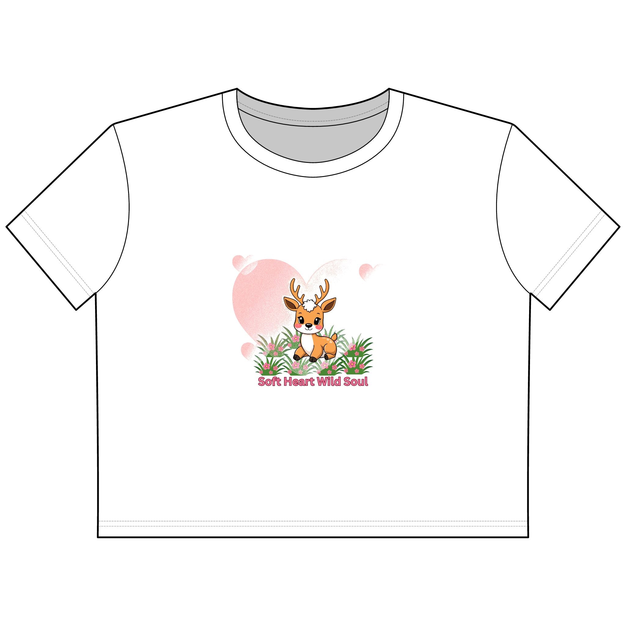 Cropped Tee — 'Soft Heart Wild Soul' Deer Graphic