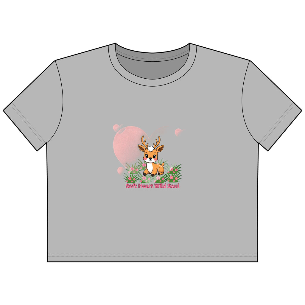 Cropped Tee — 'Soft Heart Wild Soul' Deer Graphic