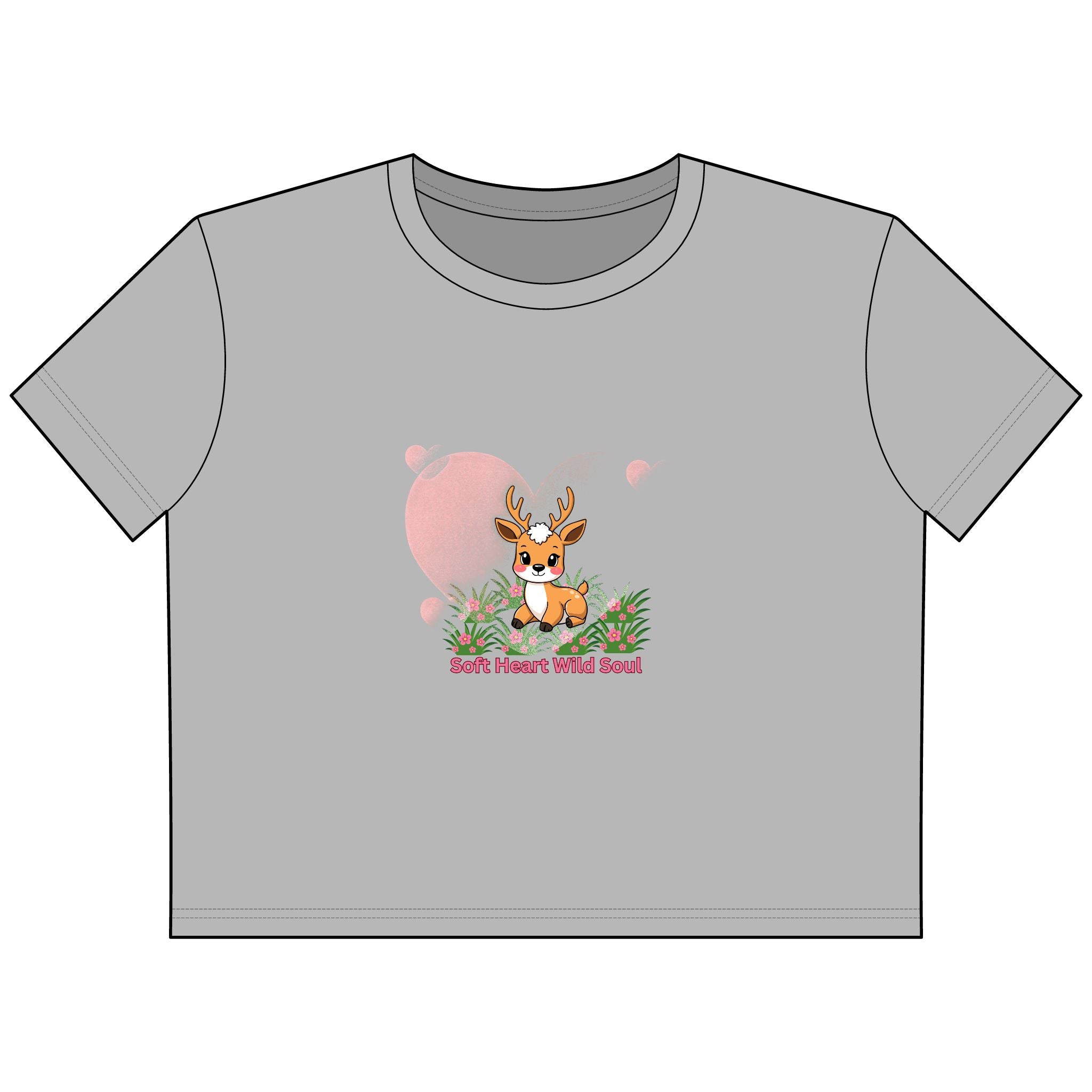 Cropped Tee — 'Soft Heart Wild Soul' Deer Graphic