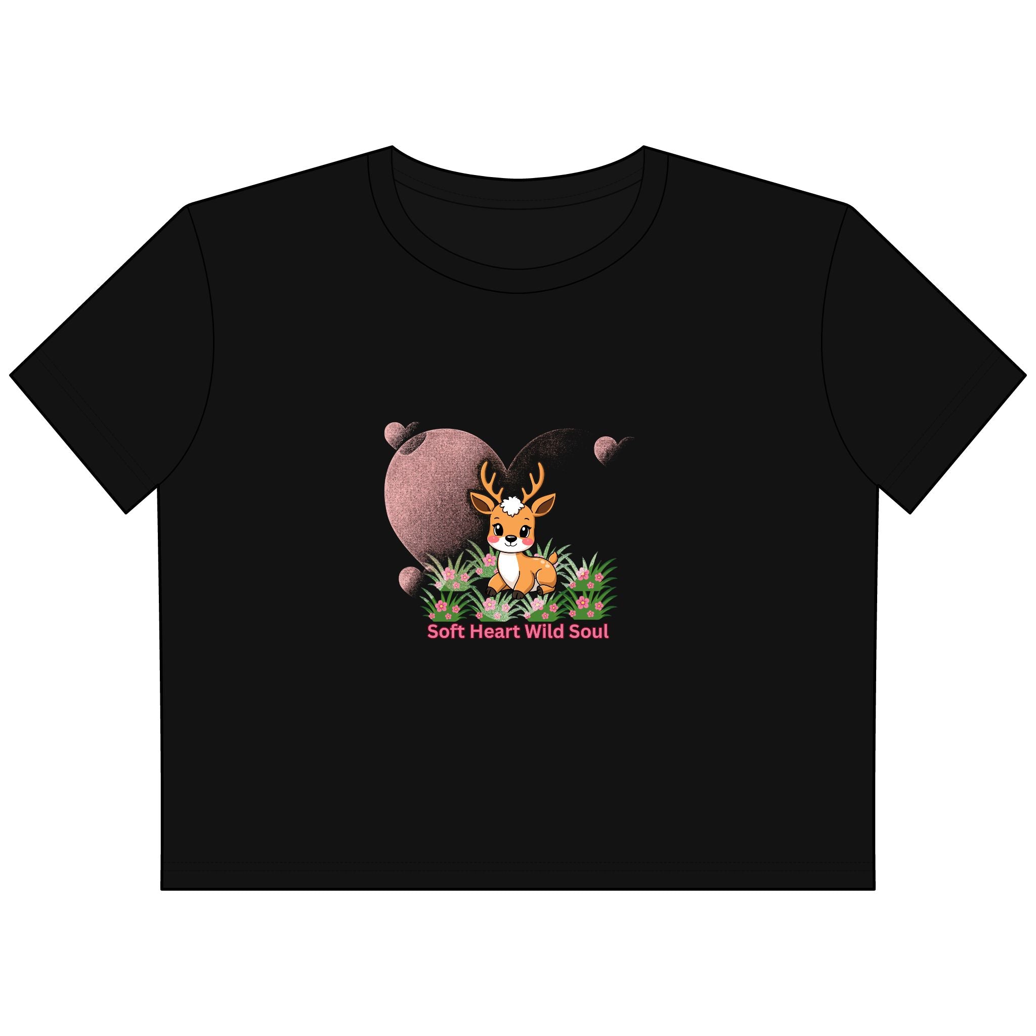 Cropped Tee — 'Soft Heart Wild Soul' Deer Graphic