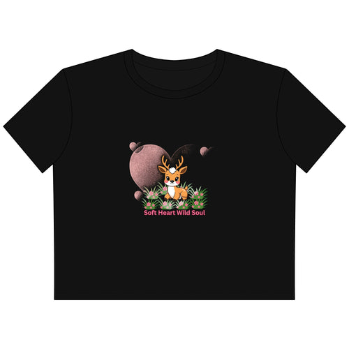 Cropped Tee — 'Soft Heart Wild Soul' Deer Graphic