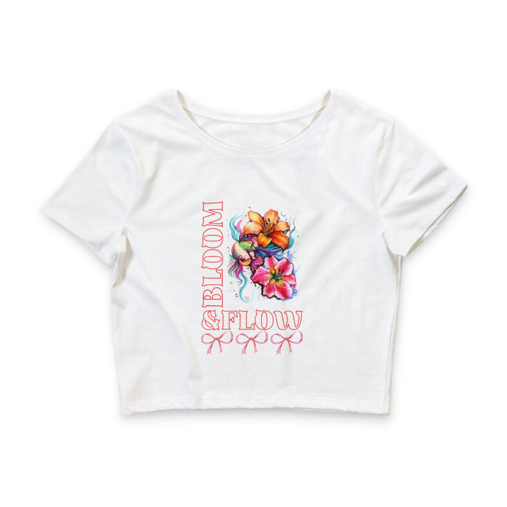 Floral Glow Crop Tee — 'Bloom Slowly' Watercolor Flower Graphic