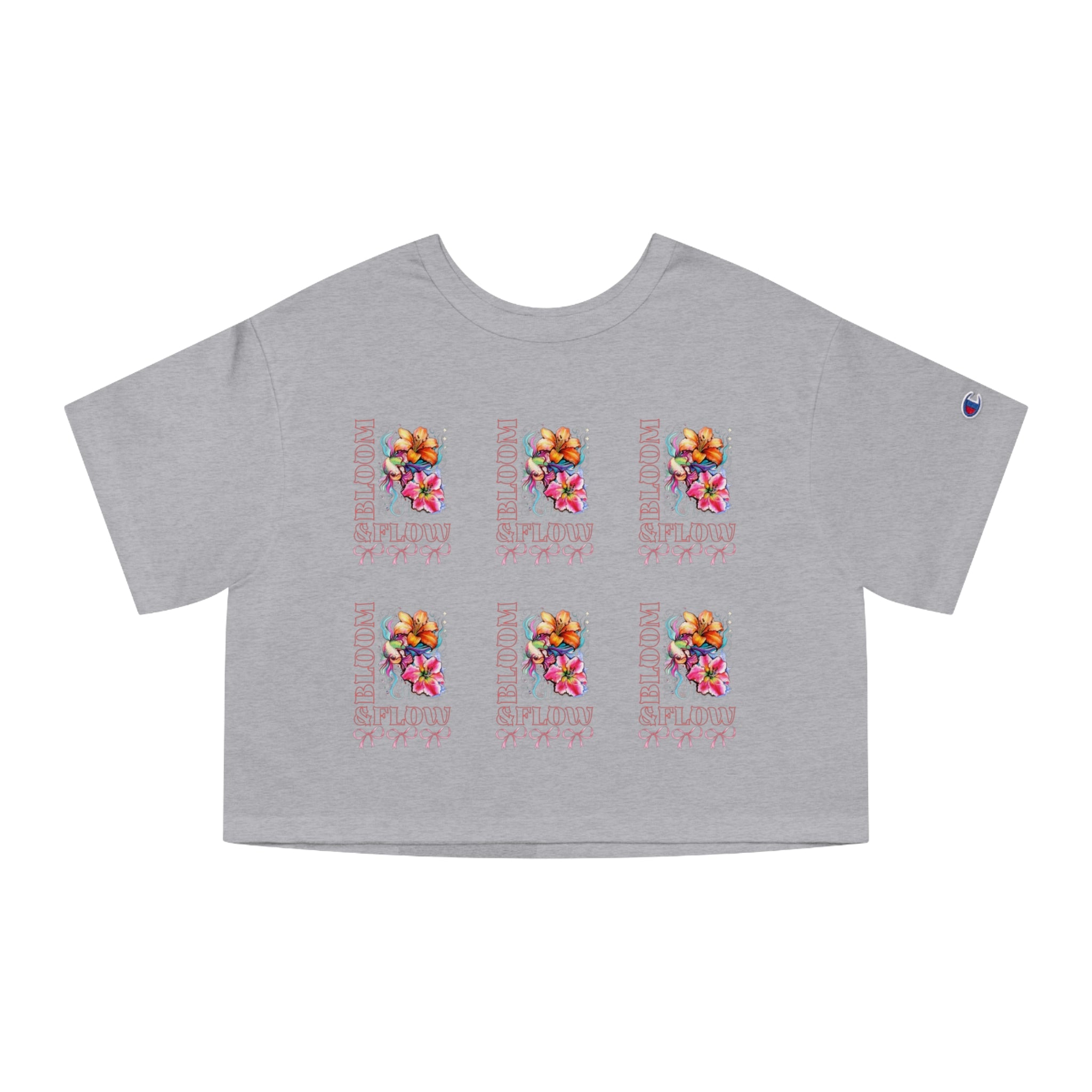 Floral Stamp Grid Cropped Tee