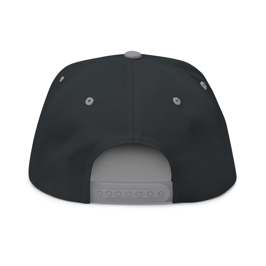 Embroidered Flat Bill Cap — Vintage Blue Silhouette Design