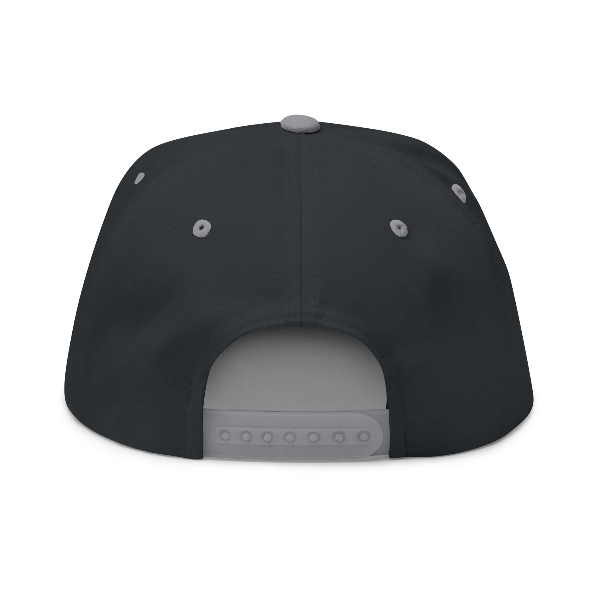 Embroidered Flat Bill Cap — Vintage Blue Silhouette Design